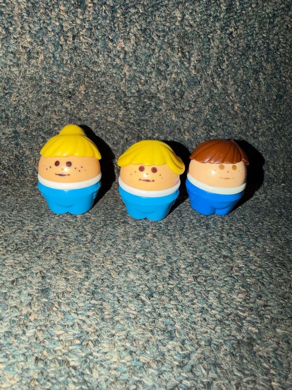 Vintage Playskool Weebles Figures Lot of 3 - Blonde Girl, Blonde Boy, Brown Hair